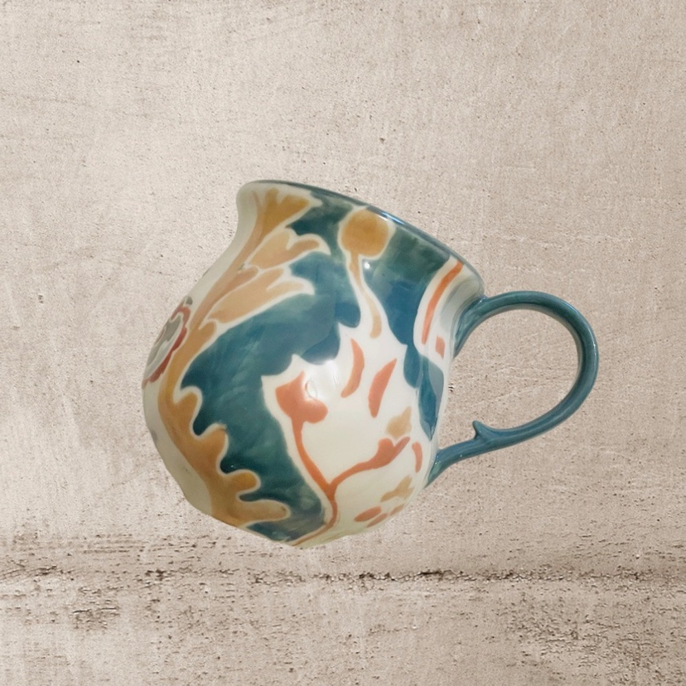 Anthropologie Small Ceramic Teacup Mug Multicolor NWT
